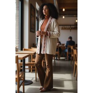 Vintage 70s Boho Cardigan Sweater OS Coastal Grannycore Cottage Open Front Swing